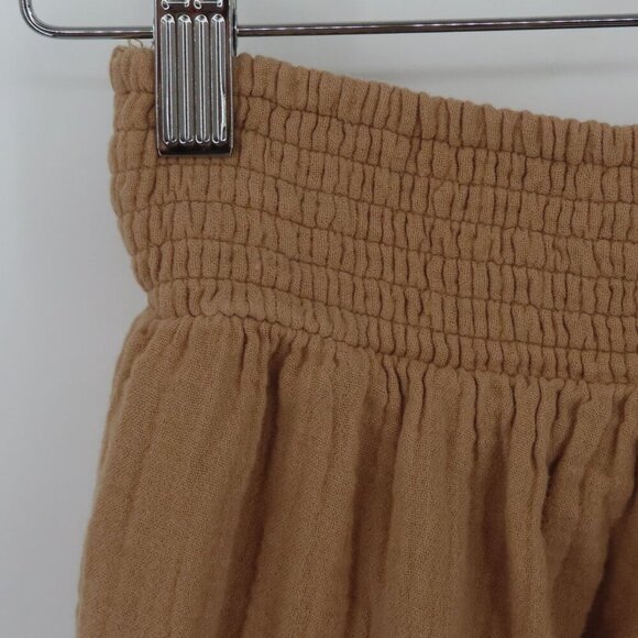 Aerie Women Small Brown Wide Leg Slit Slip On Pants Pockets Ruched Waistband - Picture 9 of 15